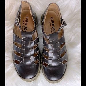 Anthropologie Giraudon Leather Huaraches Maryjane Lug soles EUC 6